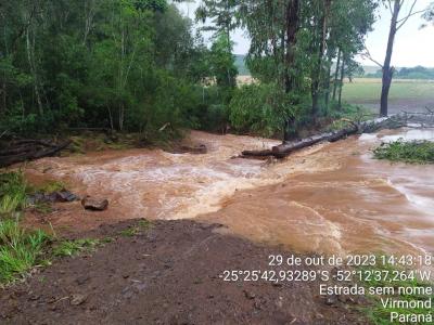 Prefeitura De Virmond registra inÃºmeros pontos crÃ­ticos, causados pelas chuvas